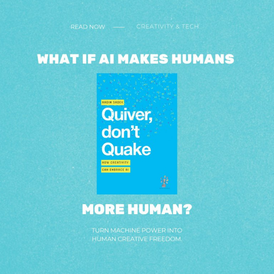 Shimmr-generated advert for Quiver, don't Quake by Nadim Sadek, asking what if AI makes humans more human