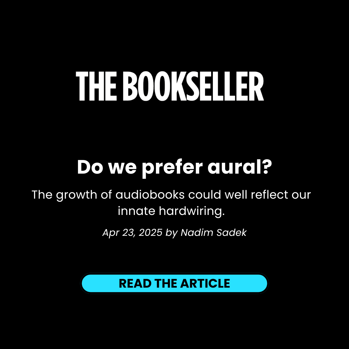 Do we prefer aural, The Bookseller